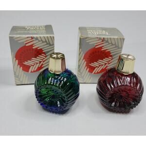 VTG Lot of 2 AVON Festive Facets Cologne Red Blue 1 fl oz Ornaments New in Box